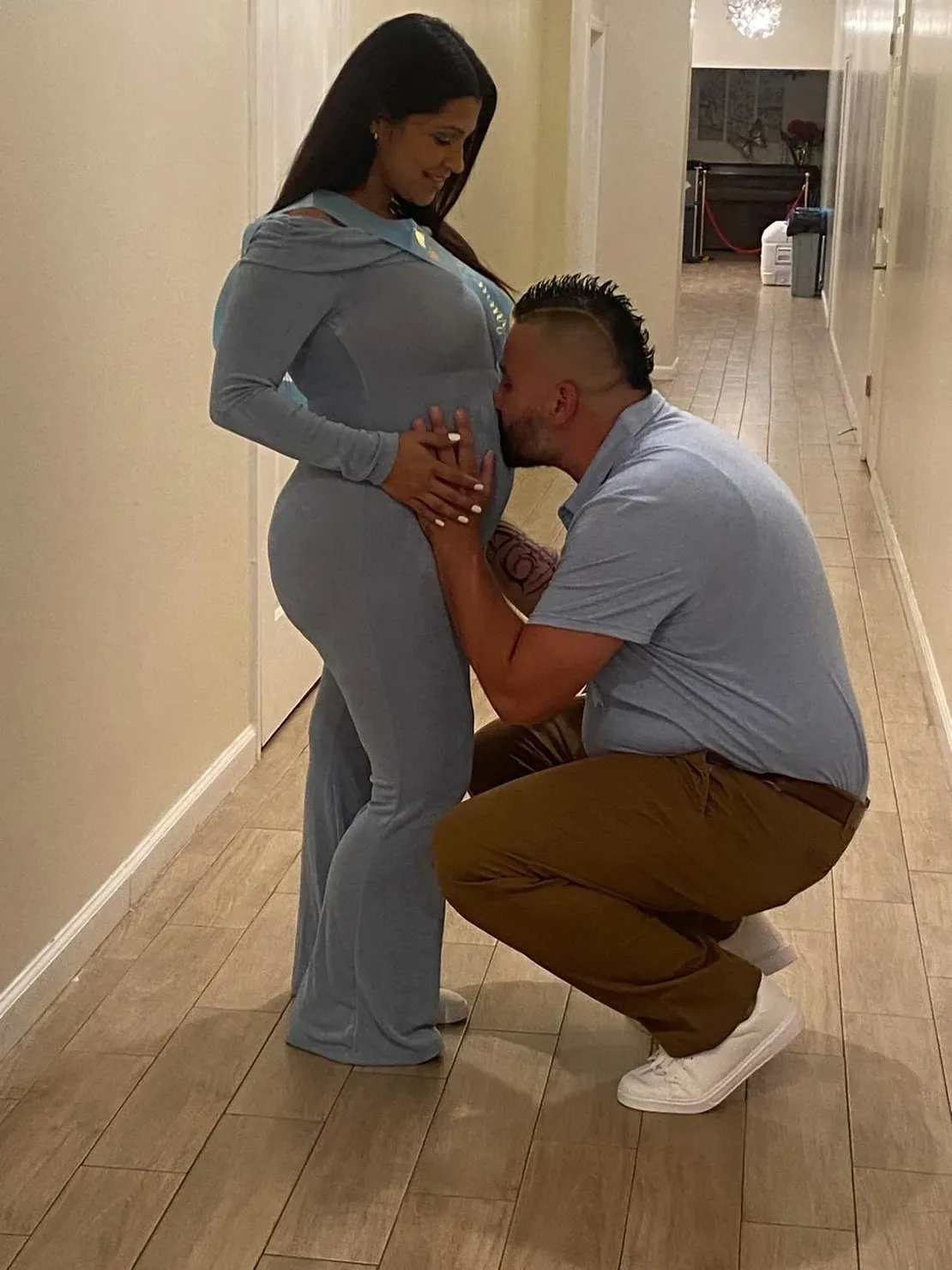 Expecting couple sharing a tender moment
