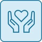 Heart between open hands icon